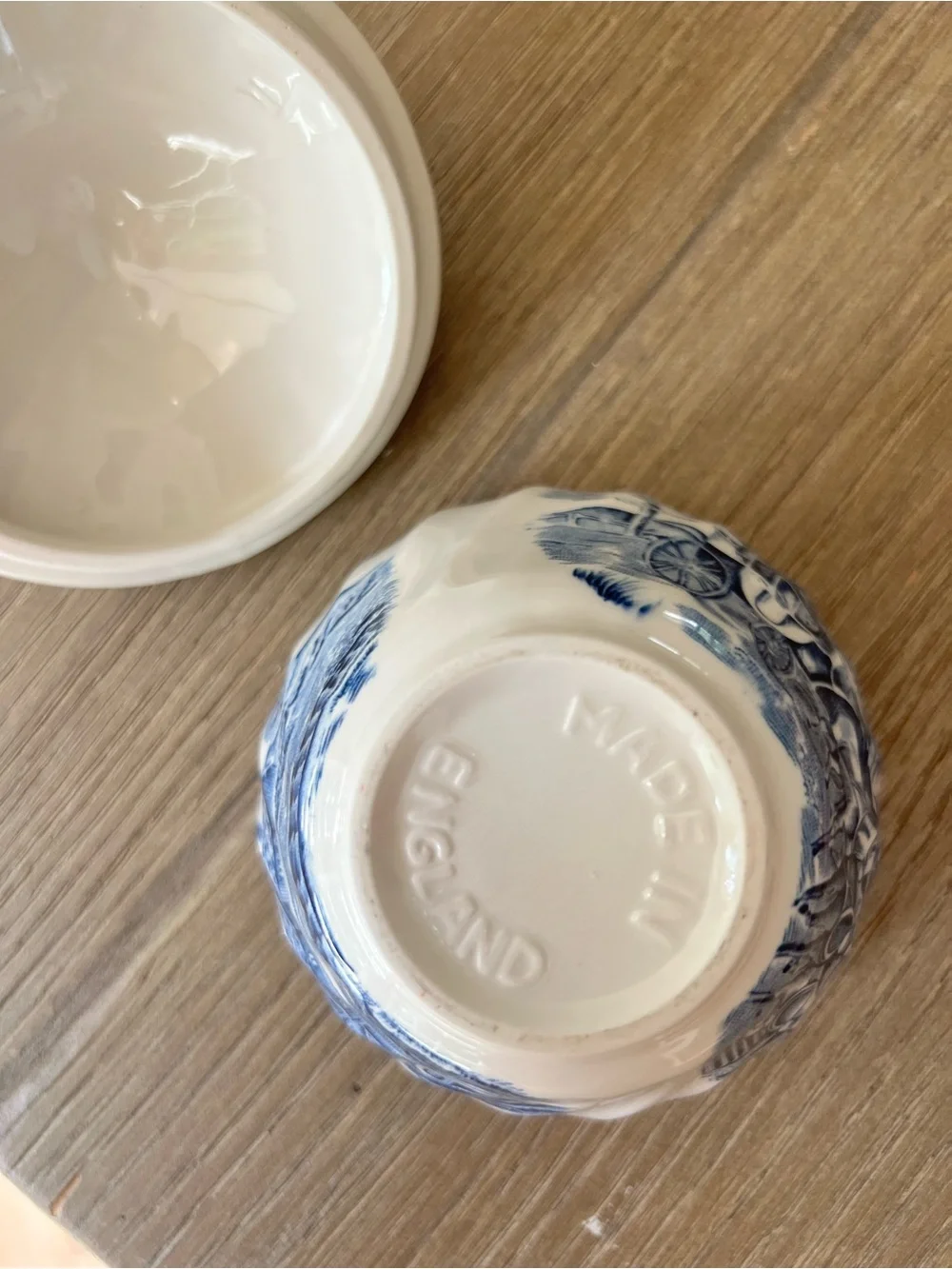 Earthware The Brooke Blue Sugar Bowl 0.2 L White Churchill England Porcelain
